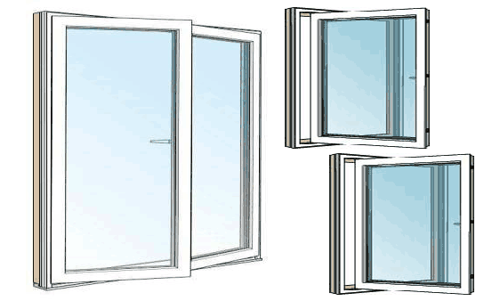 French Door with 2 Windows > Clear > White_White